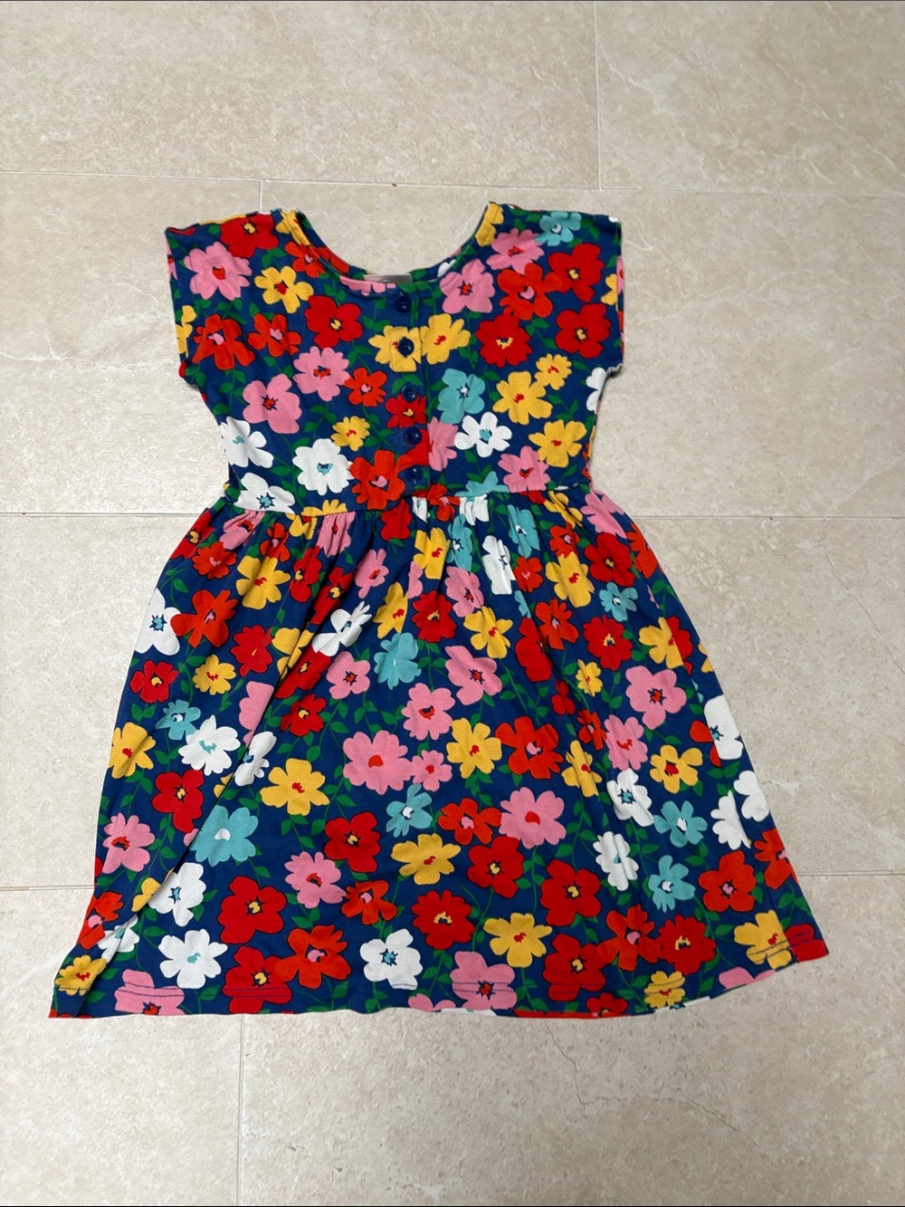Hanna Andersson Navy Floral Cotton Dress - Red, Yellow, Pink, White